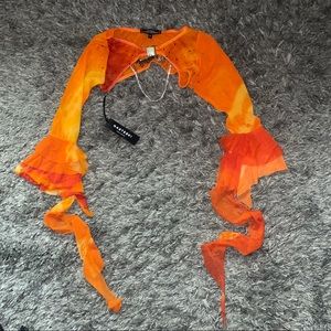 Sheer orange chain blouse